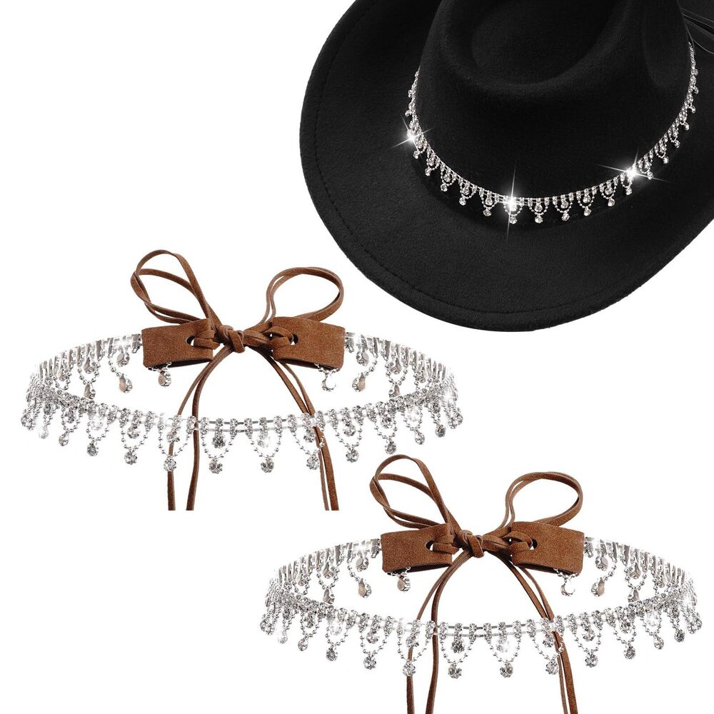 3218 Rhinestone Cowboy Hat Band For Women Bling Accessoriess Adjustable